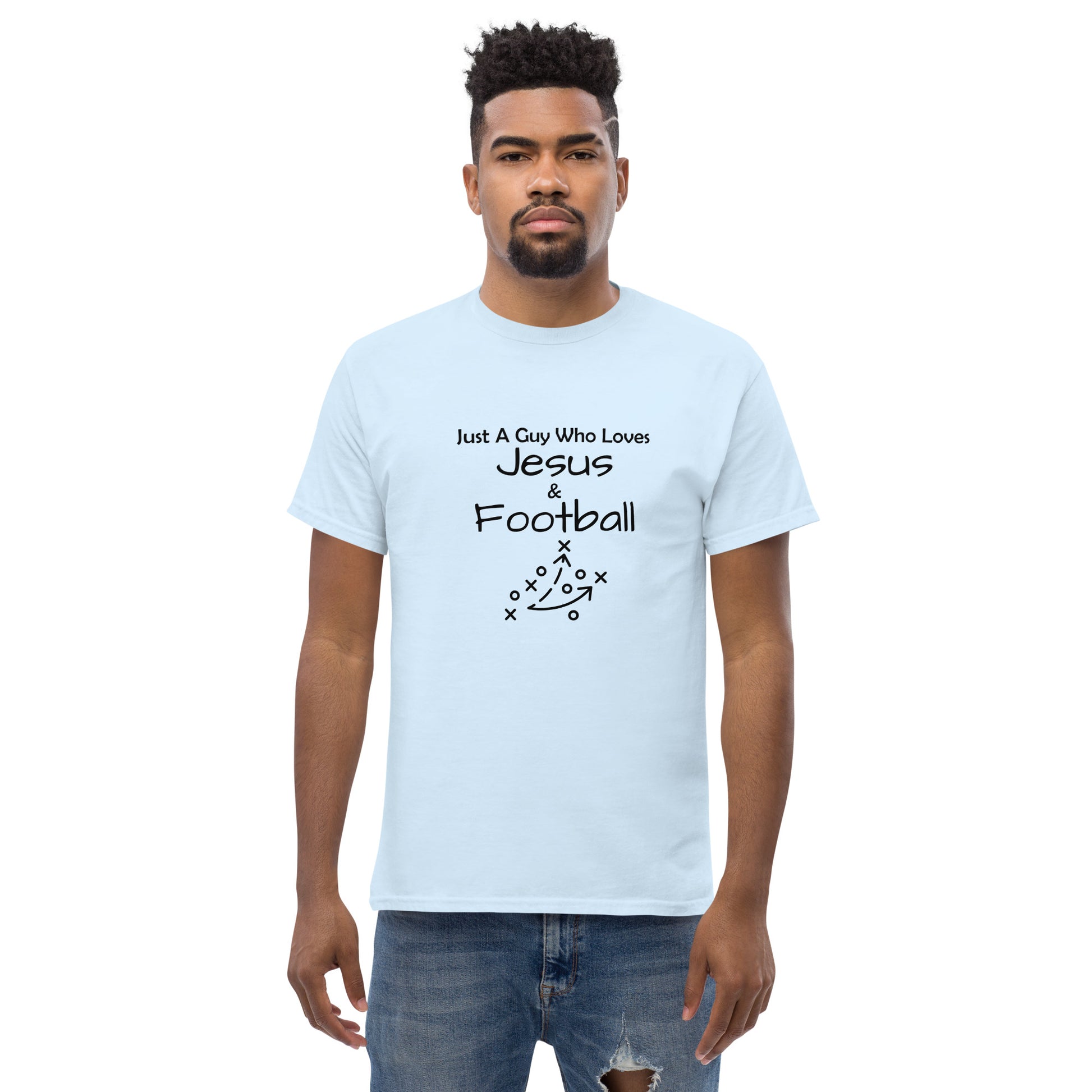Men football shirt with "I Love Jesus" message
