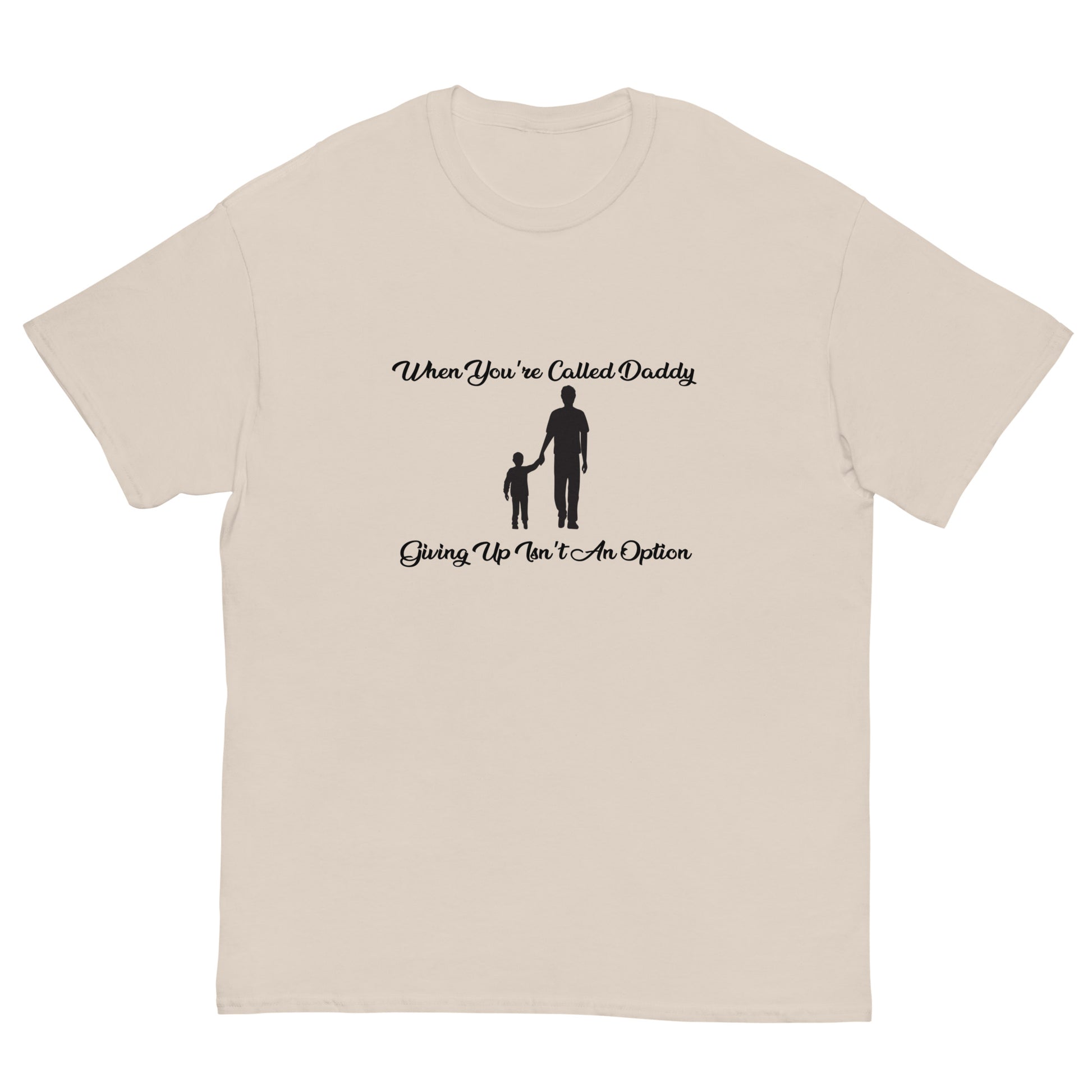Dad and son t-shirt with touching silhouette graphic
