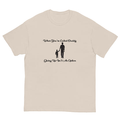 Dad and son t-shirt with touching silhouette graphic
