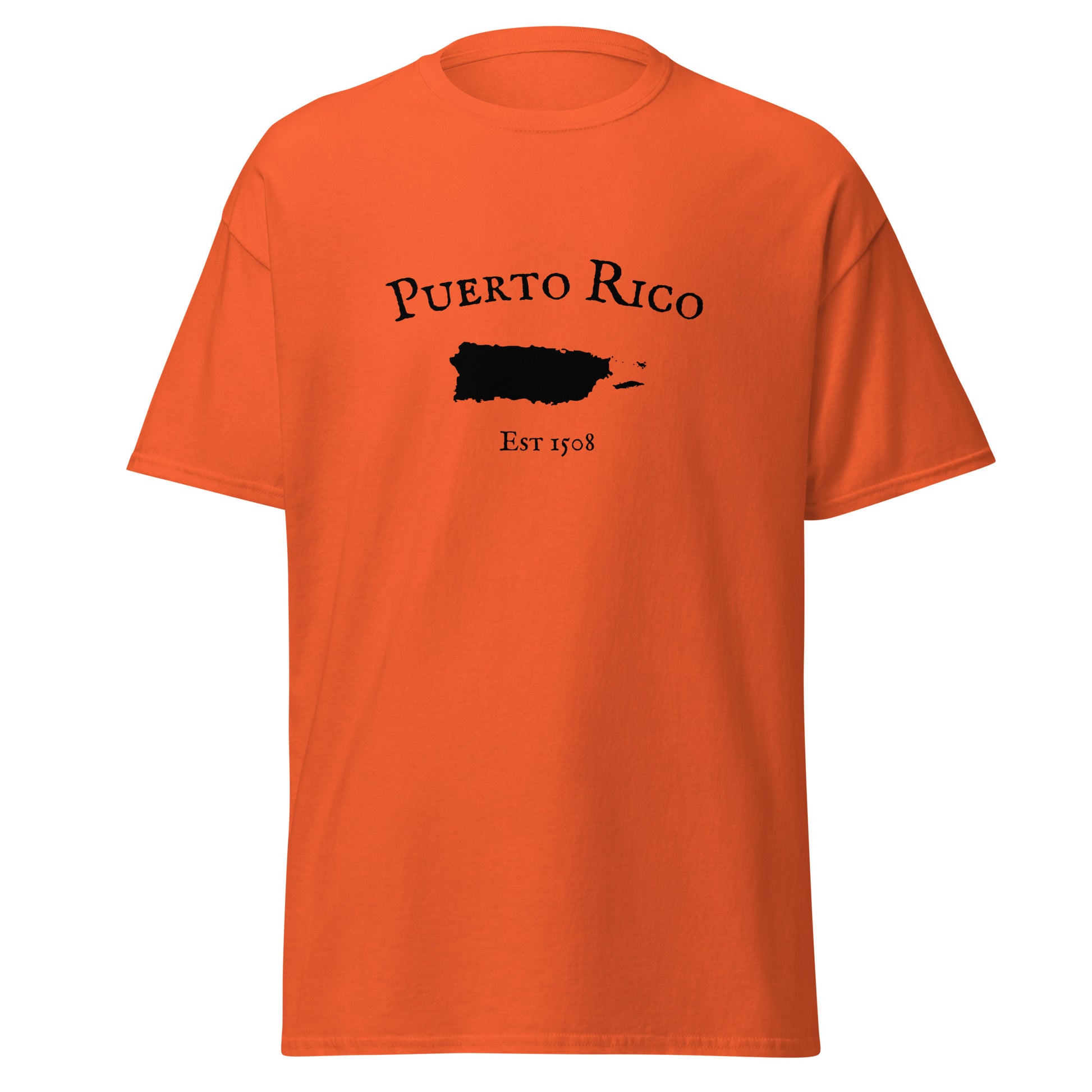 Puerto Rican men’s shirt with island outline graphic
