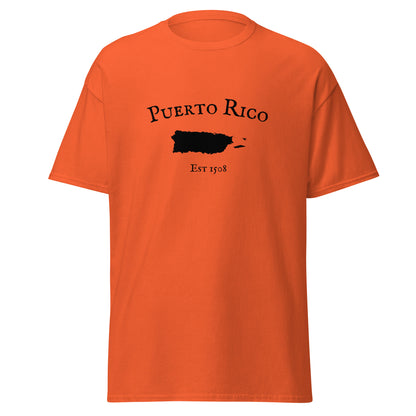 Puerto Rican men’s shirt with island outline graphic
