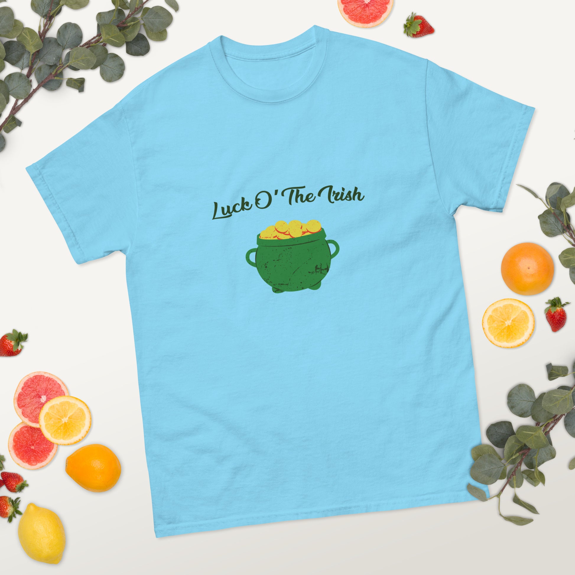 Fashionable men's t-shirt celebrating Irish luck and charm