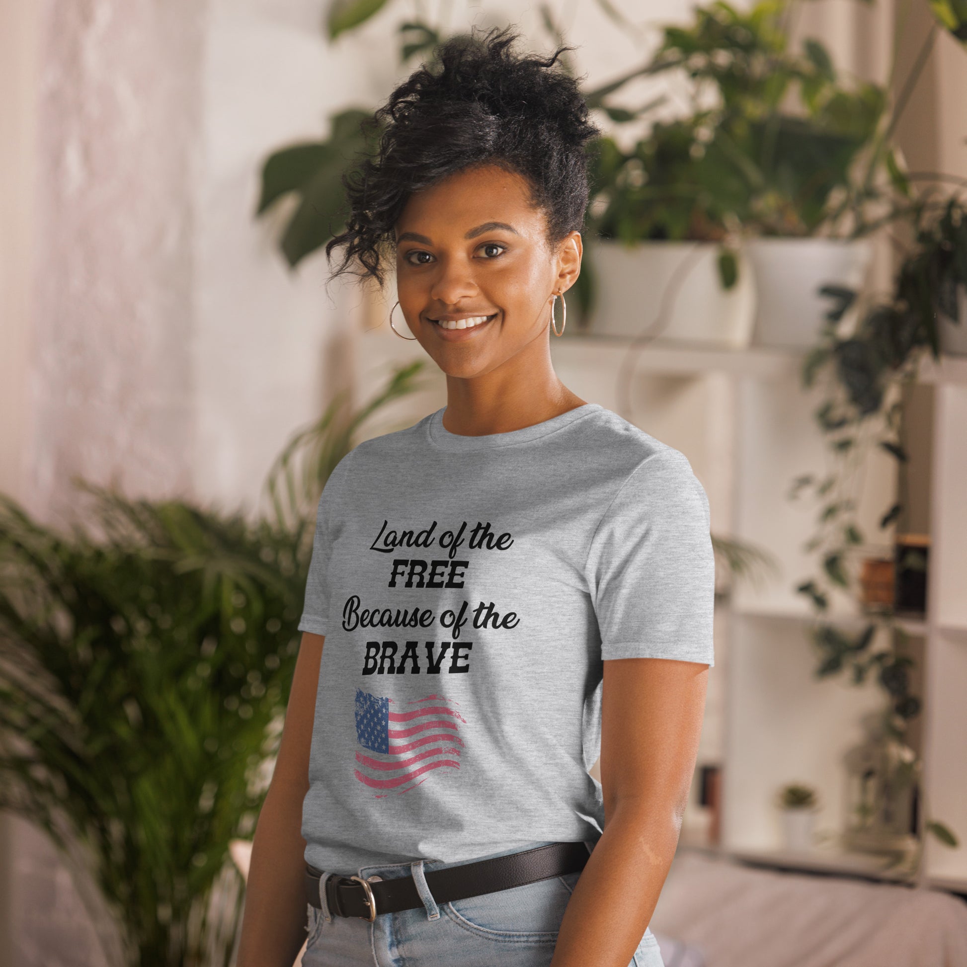 Land of the Free Because of the Brave patriotic t-shirt
