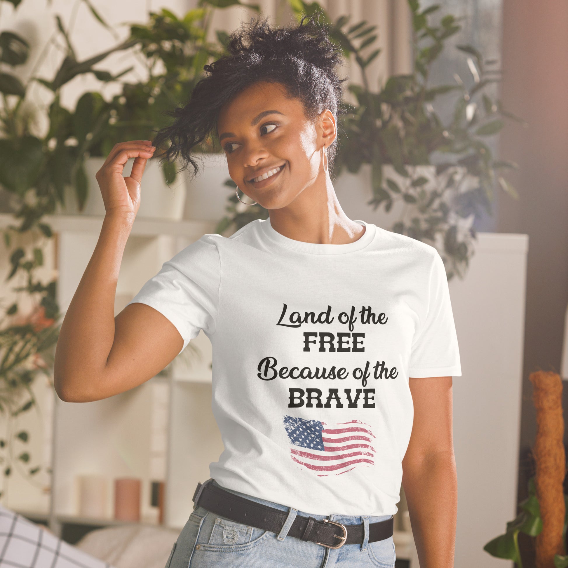 "Land Of The Free, Because Of The Brave" Unisex T-Shirt - Weave Got Gifts - Unique Gifts You Won’t Find Anywhere Else!