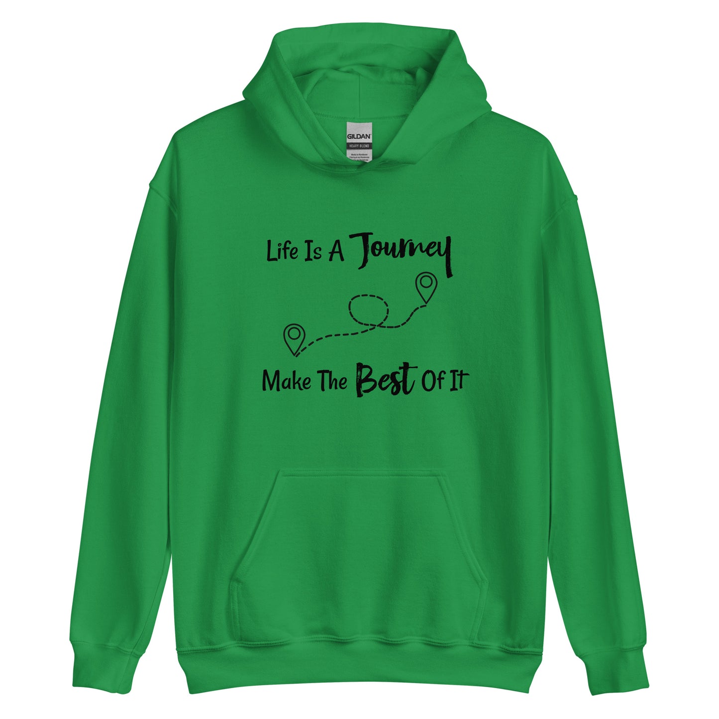 Motivational hoodie for travel lovers with life journey message
