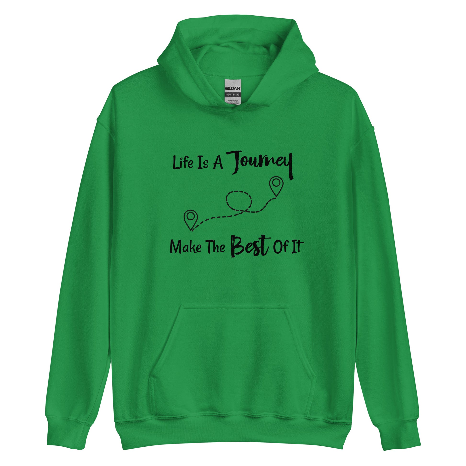 Motivational hoodie for travel lovers with life journey message

