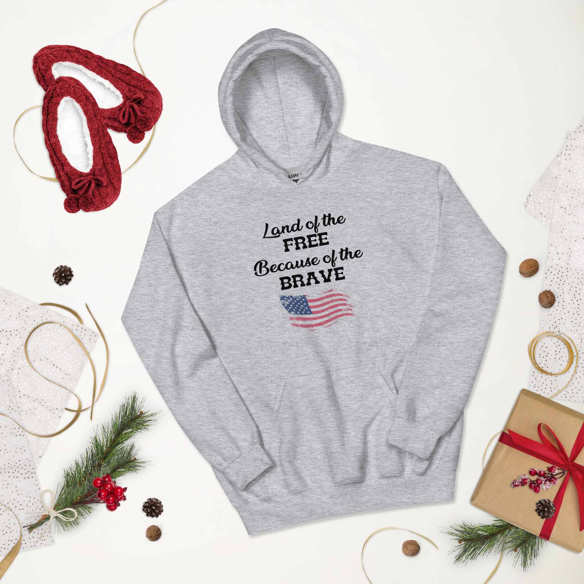 "Land Of The Free, Because Of The Brave" Hoodie - Weave Got Gifts - Unique Gifts You Won’t Find Anywhere Else!