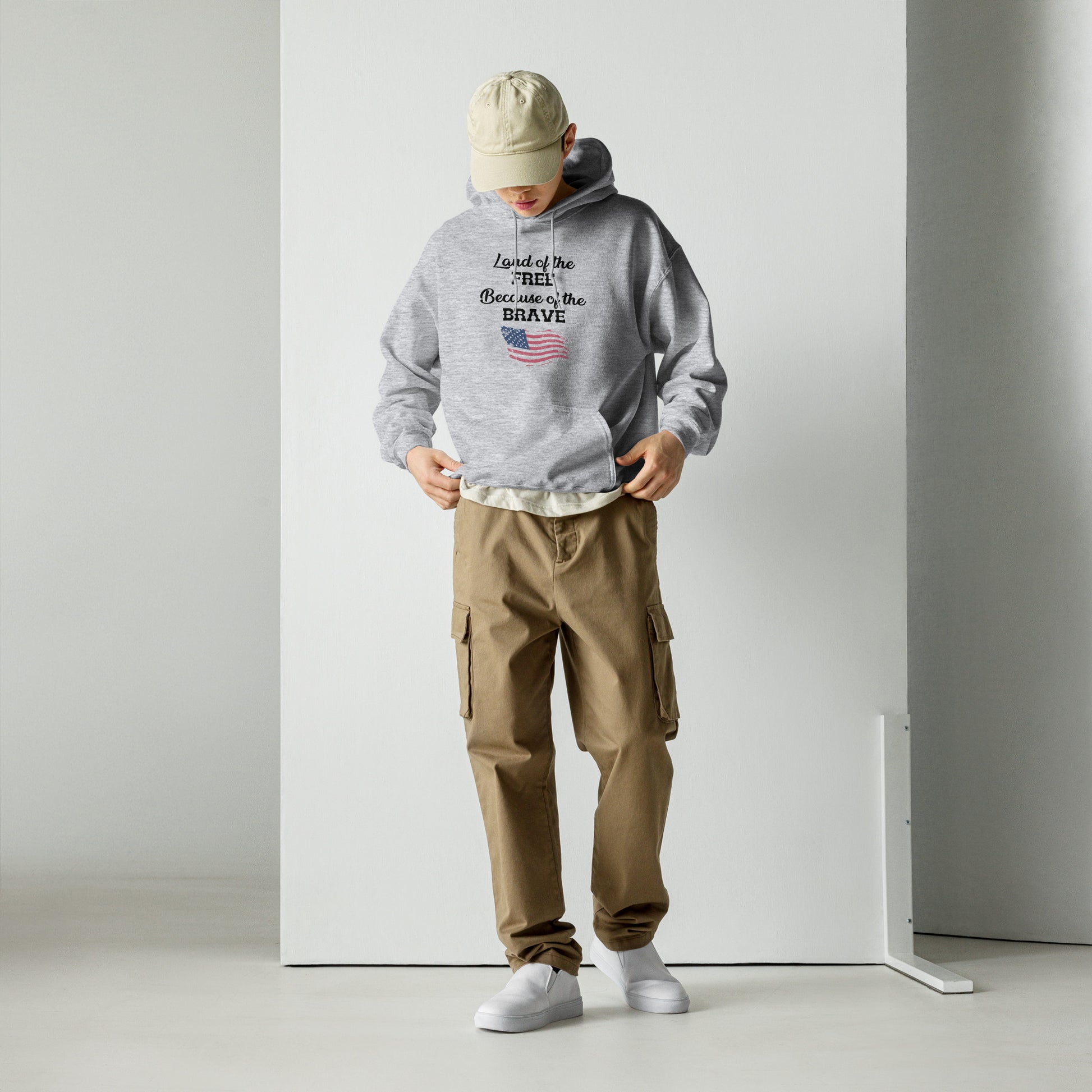 Double-lined hood American flag hoodie sweatshirt
