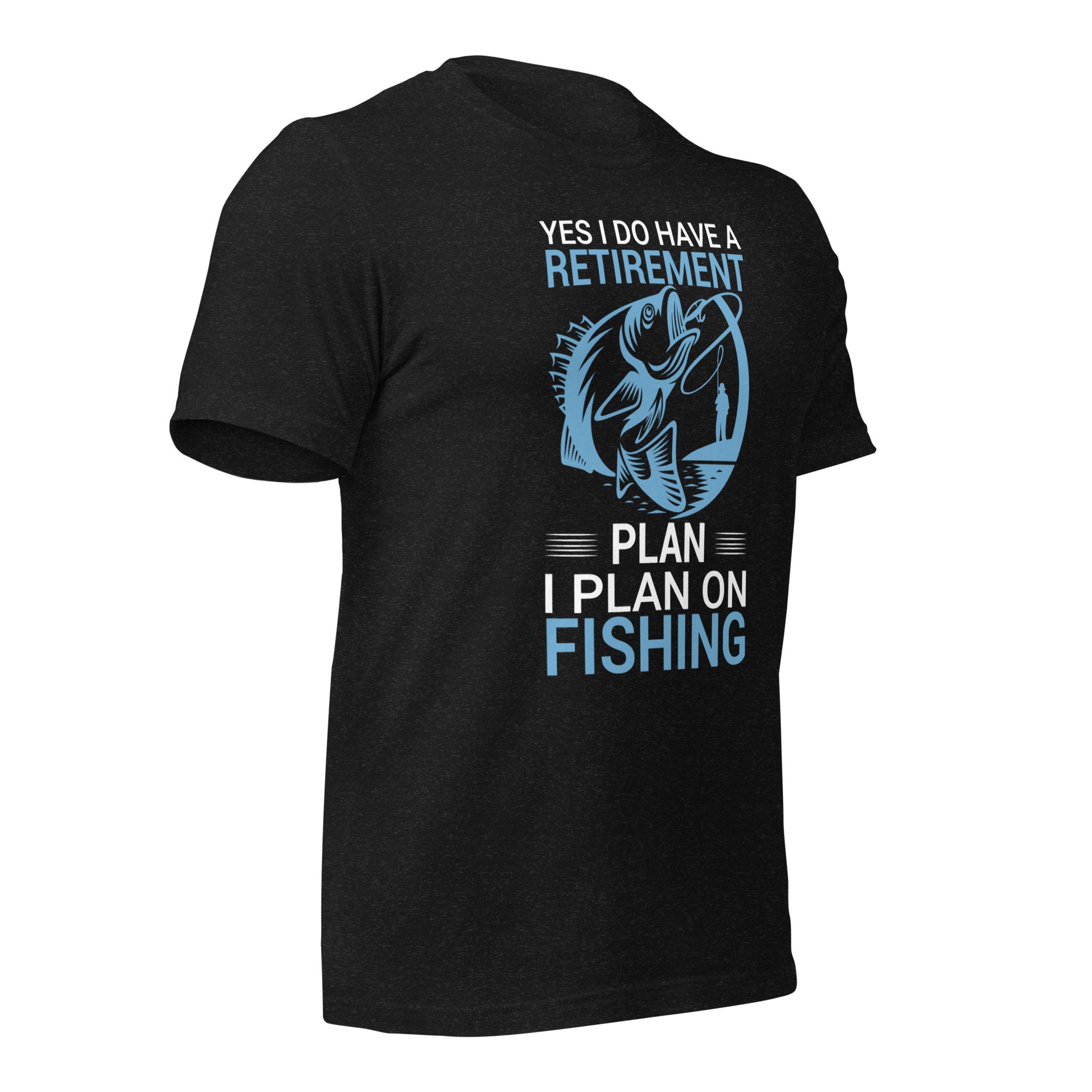 Blue and white fishing graphic t-shirt
