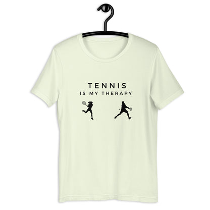 Tennis club shirt with lighthearted message
