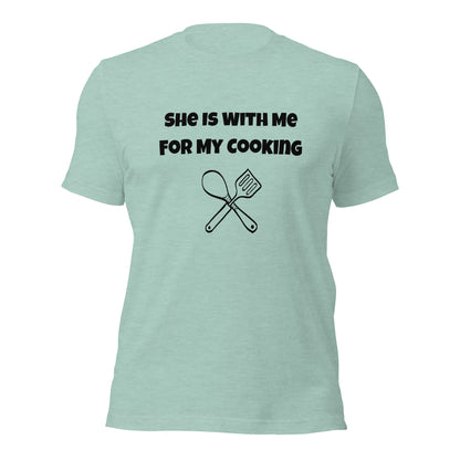 Durable cooking t-shirt with kitchen utensil graphic
