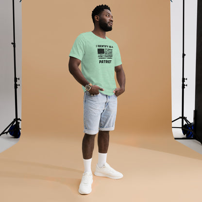 Pre-shrunk American flag t-shirt with bold text
