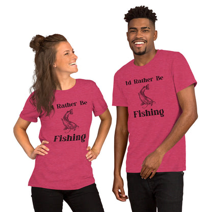 "I'd Rather Be Fishing" cotton t-shirt for outdoor enthusiasts.