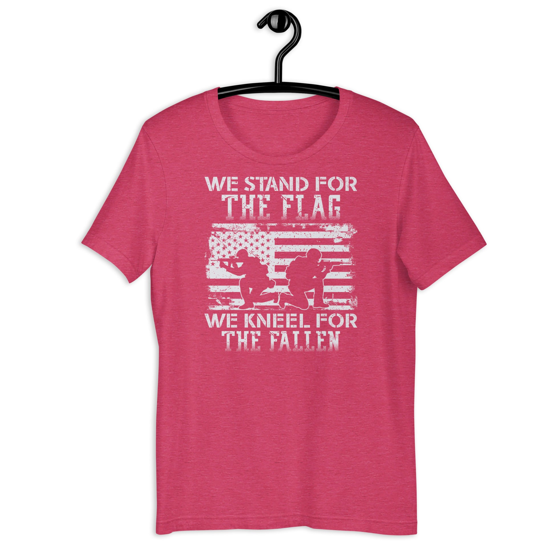 Patriotic t-shirt with back-to-back soldiers and rifles design.
