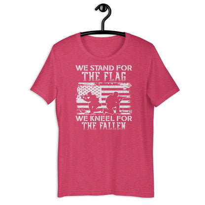 Patriotic t-shirt with back-to-back soldiers and rifles design.
