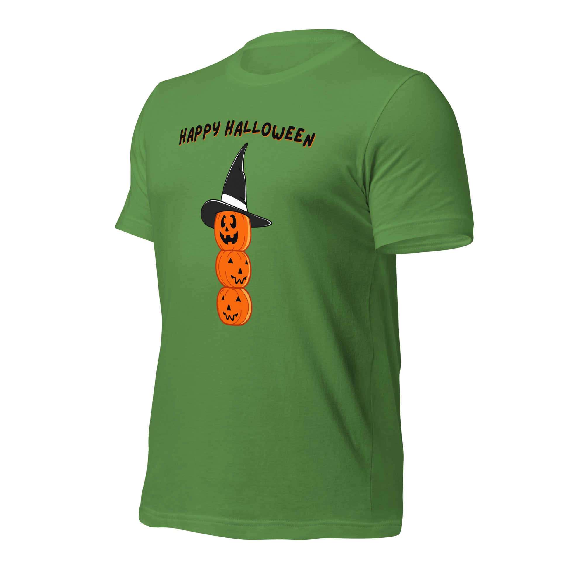 Stacked pumpkin t-shirt with witch hat for Halloween
