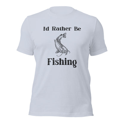 Soft, pre-shrunk "I'd Rather Be Fishing" t-shirt, ideal for fishing trips.