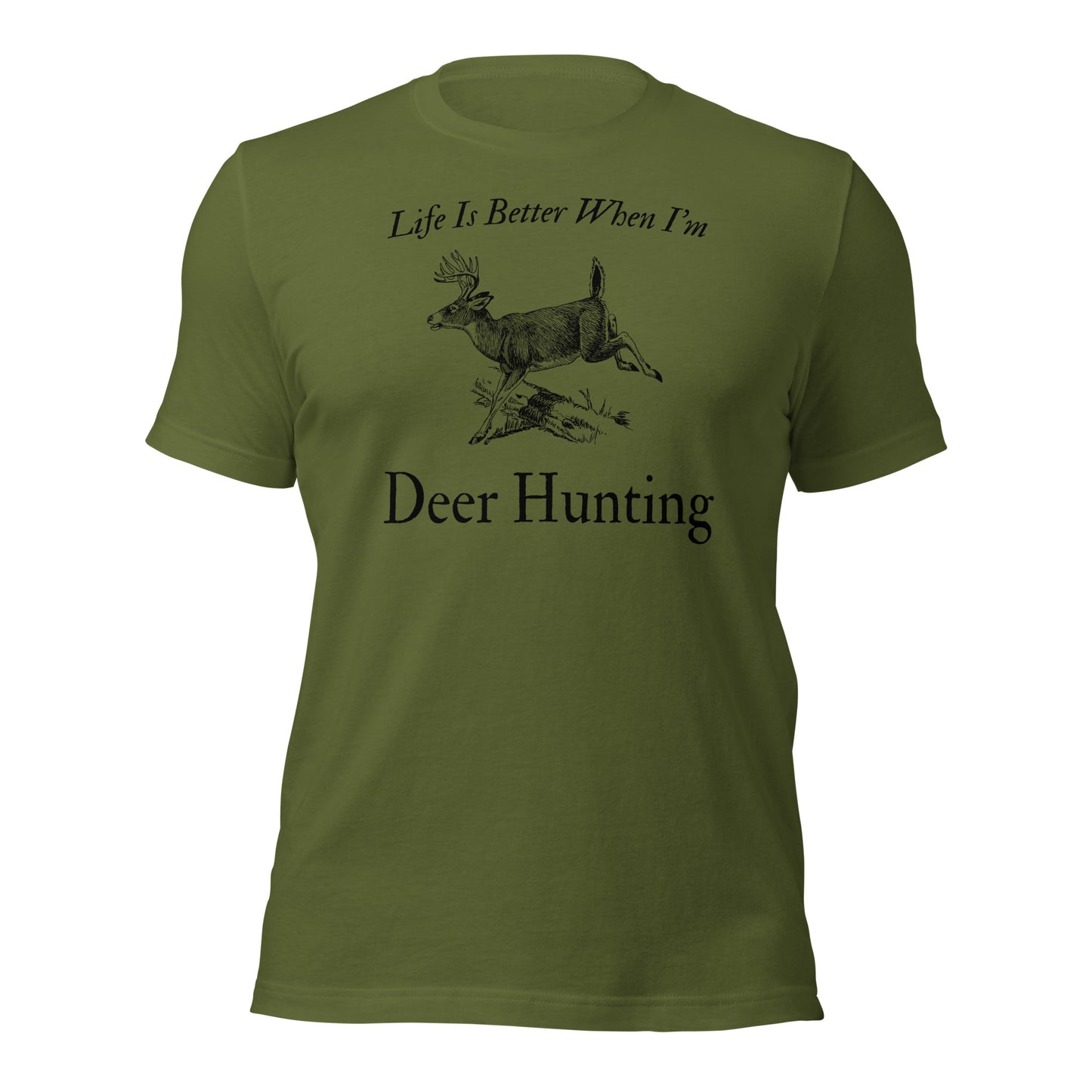 Deer hunting passion t-shirt with deer silhouette and rifle design