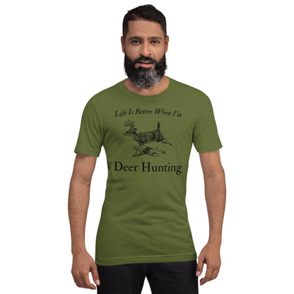 Comfortable and durable 'Life is Better When Hunting' cotton t-shirt