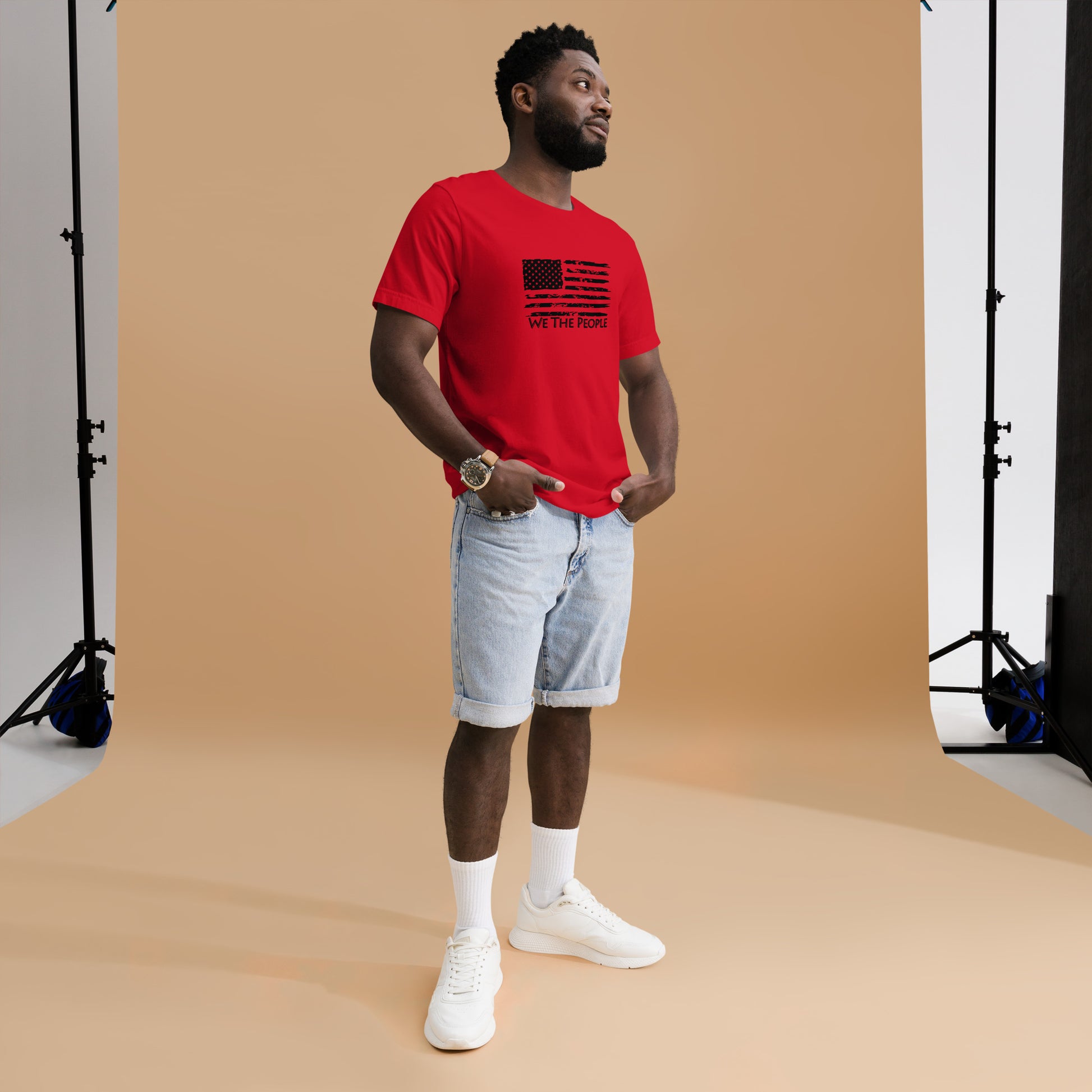 Vintage-inspired We the People tee with patriotic flag graphic
