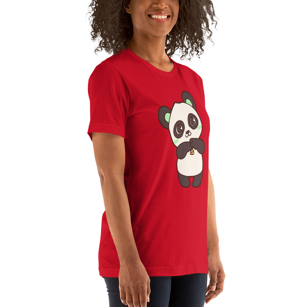 Cute panda t-shirt for women with side-seamed construction
