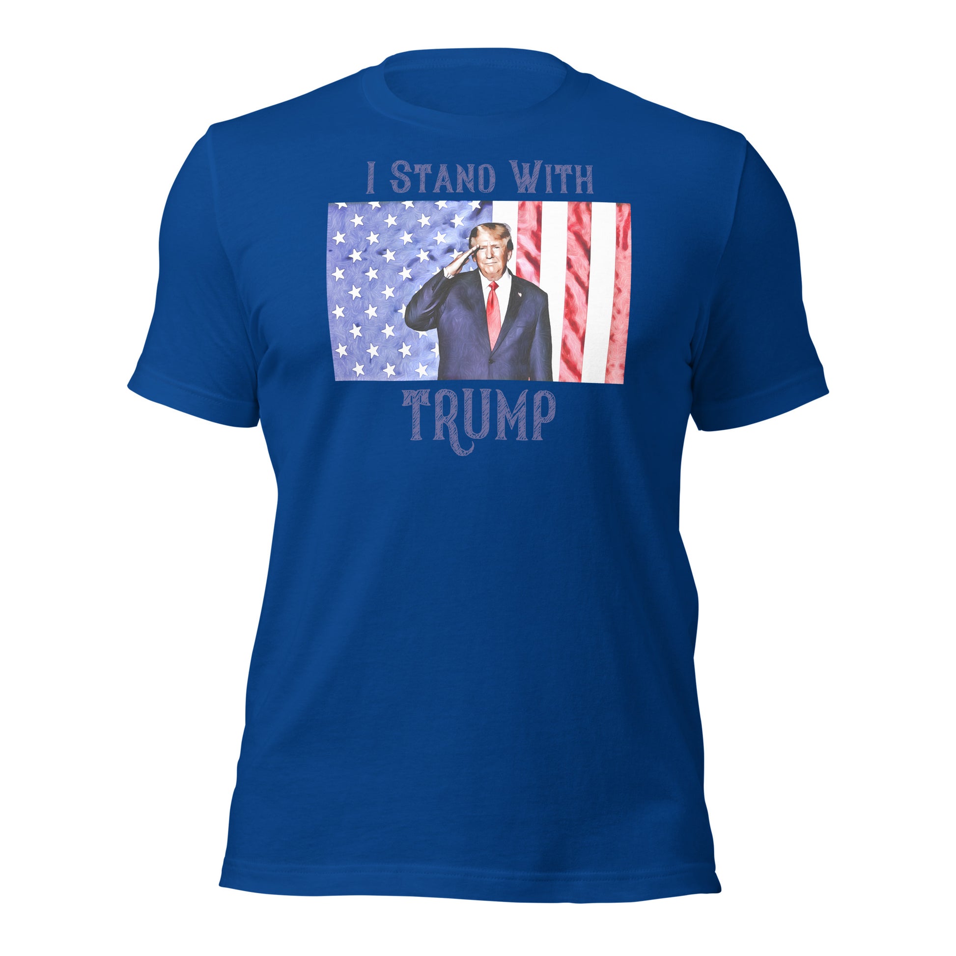 Trump saluting with American flag T-shirt

