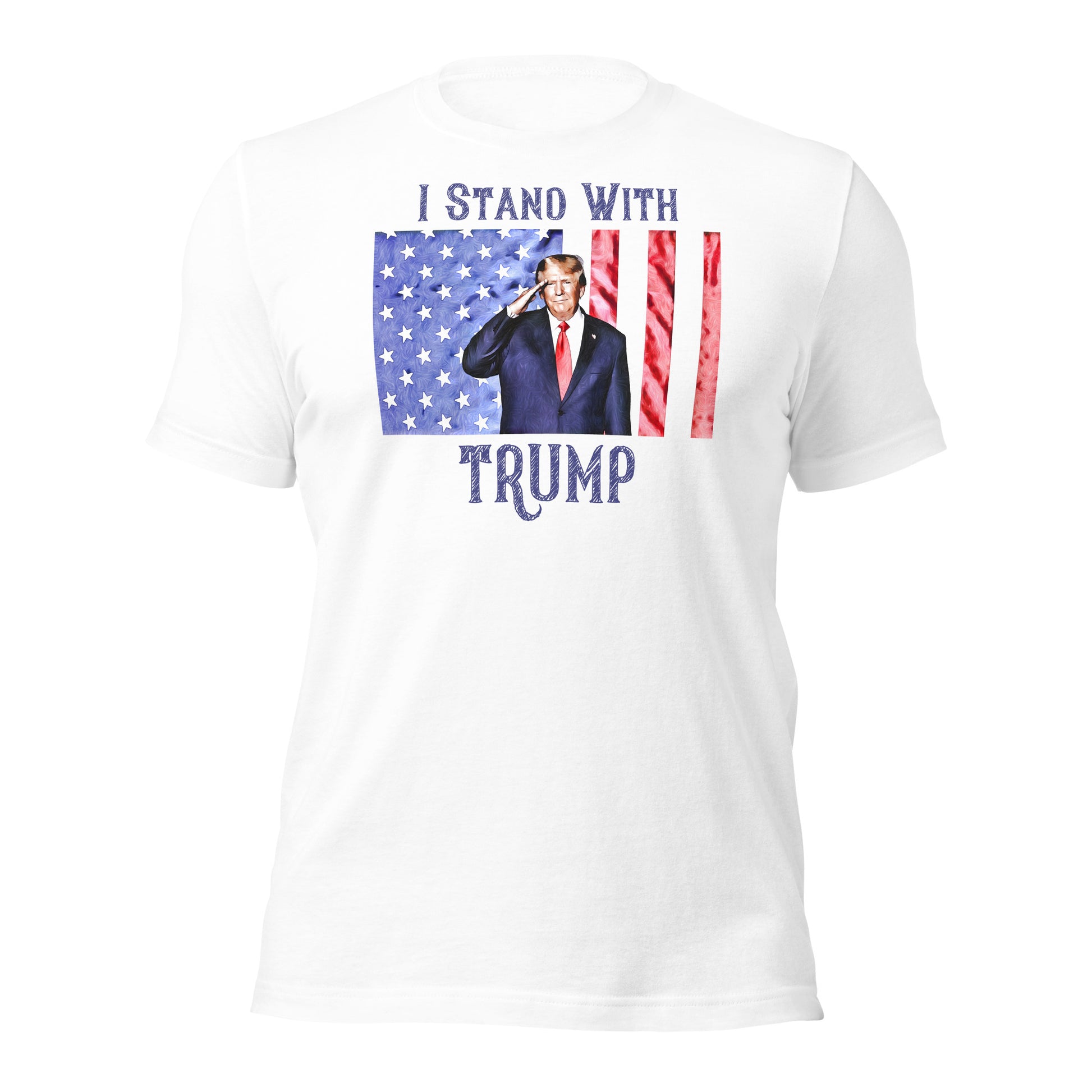 Women's Trump graphic tee with saluting Trump
