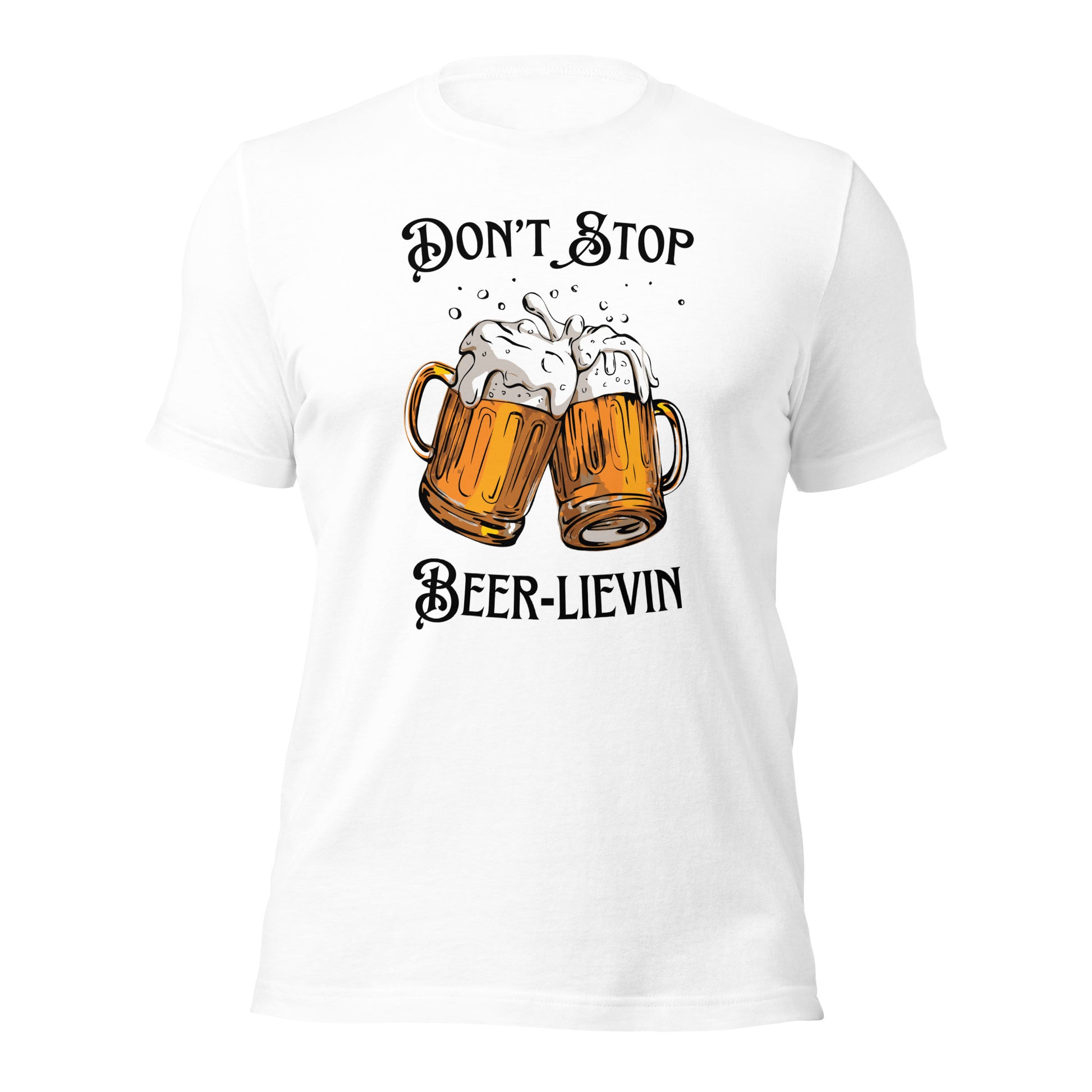 Humorous beer drinking t-shirt with bold, catchy design
