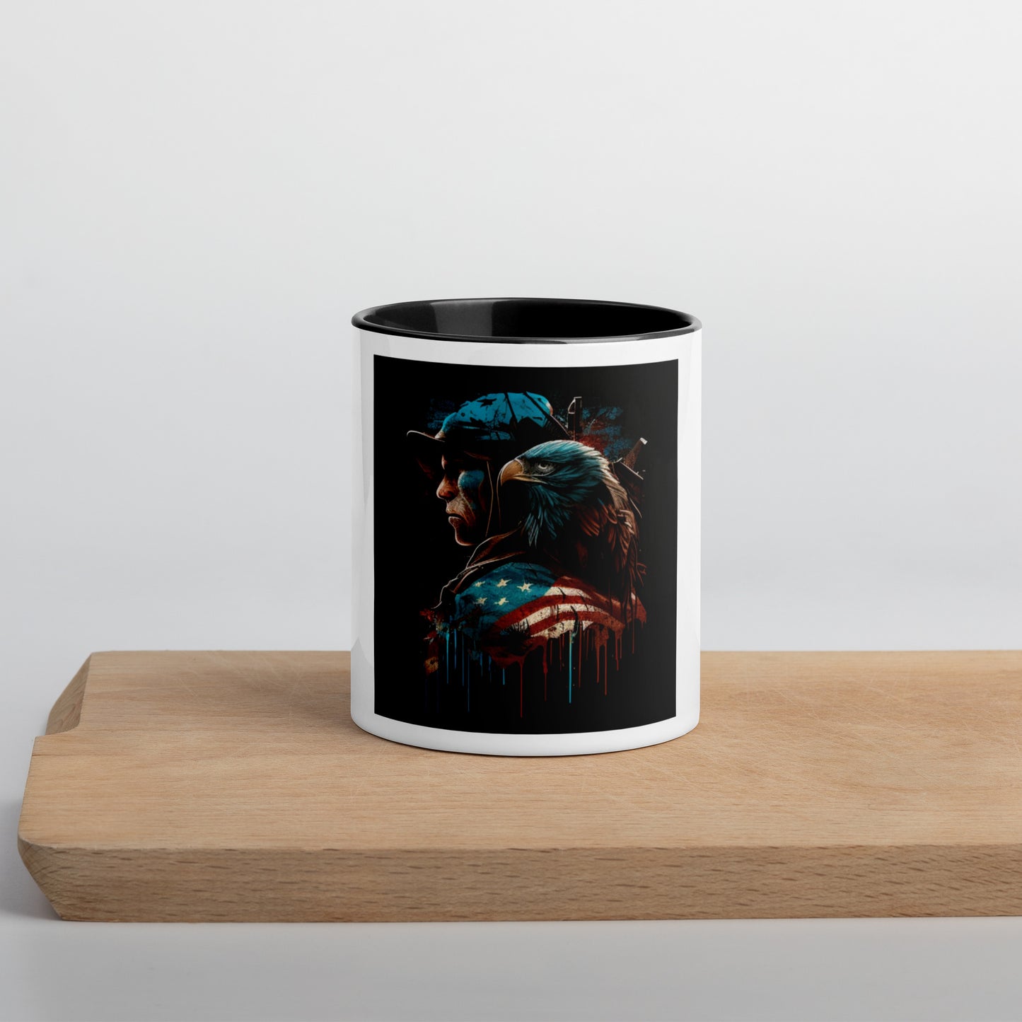 Ceramic patriotic coffee mug with flag design
