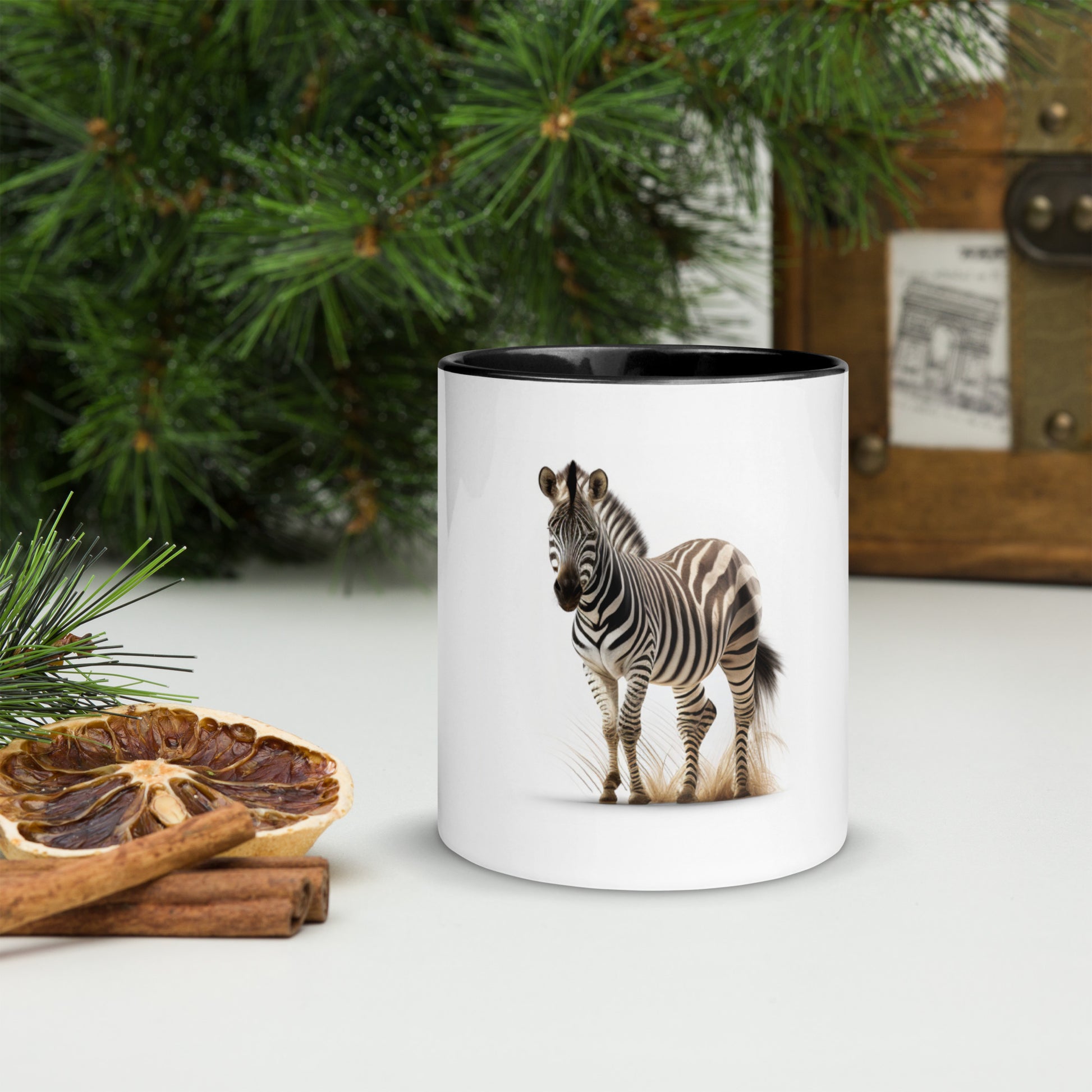 Wildlife-inspired zebra print mug with unique color options

