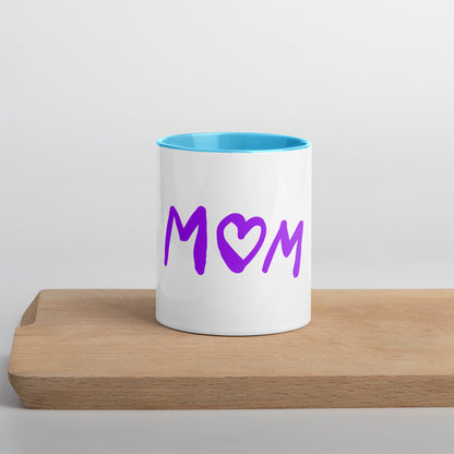 Coffee mug for moms with heart-shaped letter design
