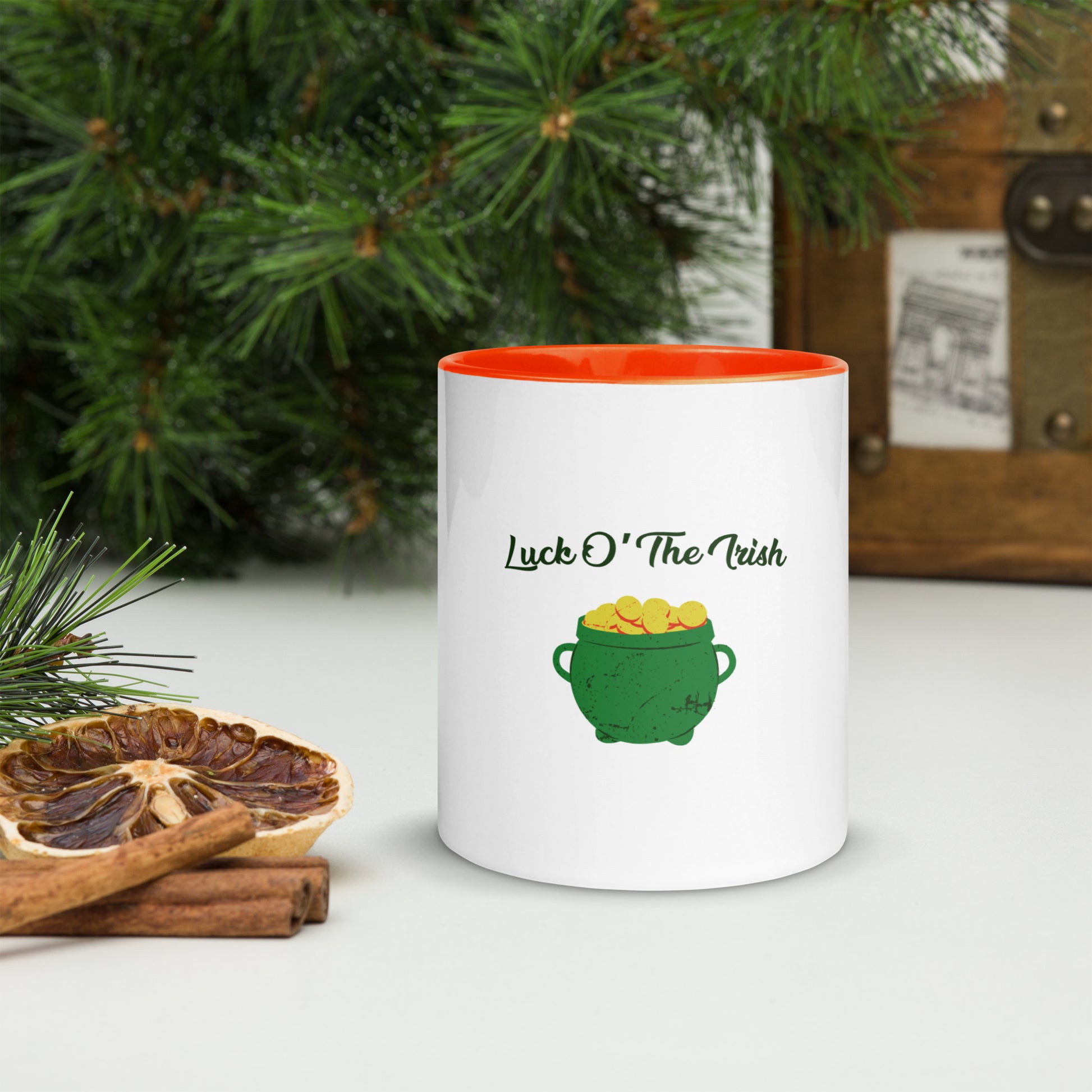 Luck O' The Irish ceramic mug with pot of gold
