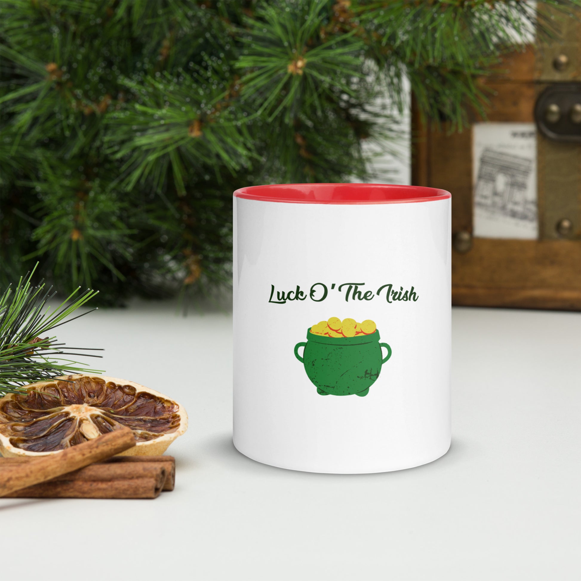 Close-up of colorful Irish coffee cup interior