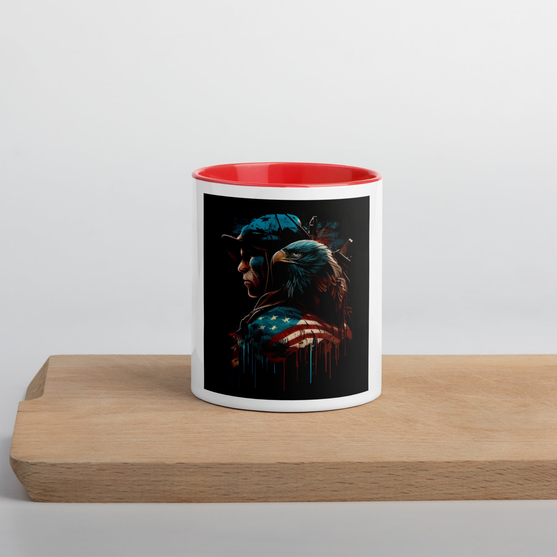 American patriot coffee mug with bald eagle graphic
