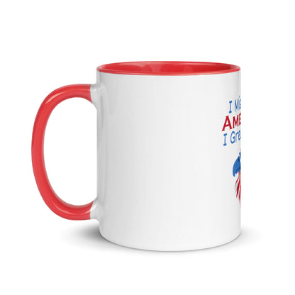 Ceramic mug expressing love for traditional American values