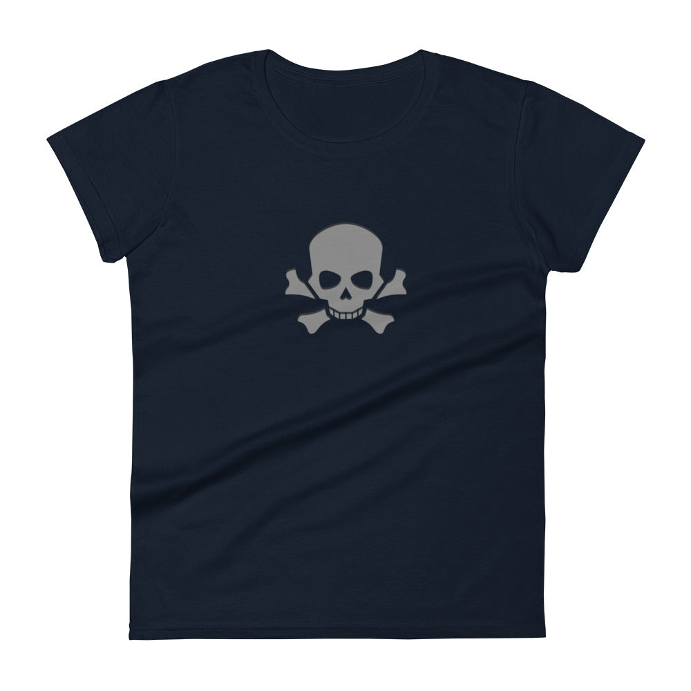 Edgy women’s t-shirt with crossbones graphic
