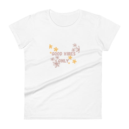 Floral Good Vibes Only t-shirt close-up