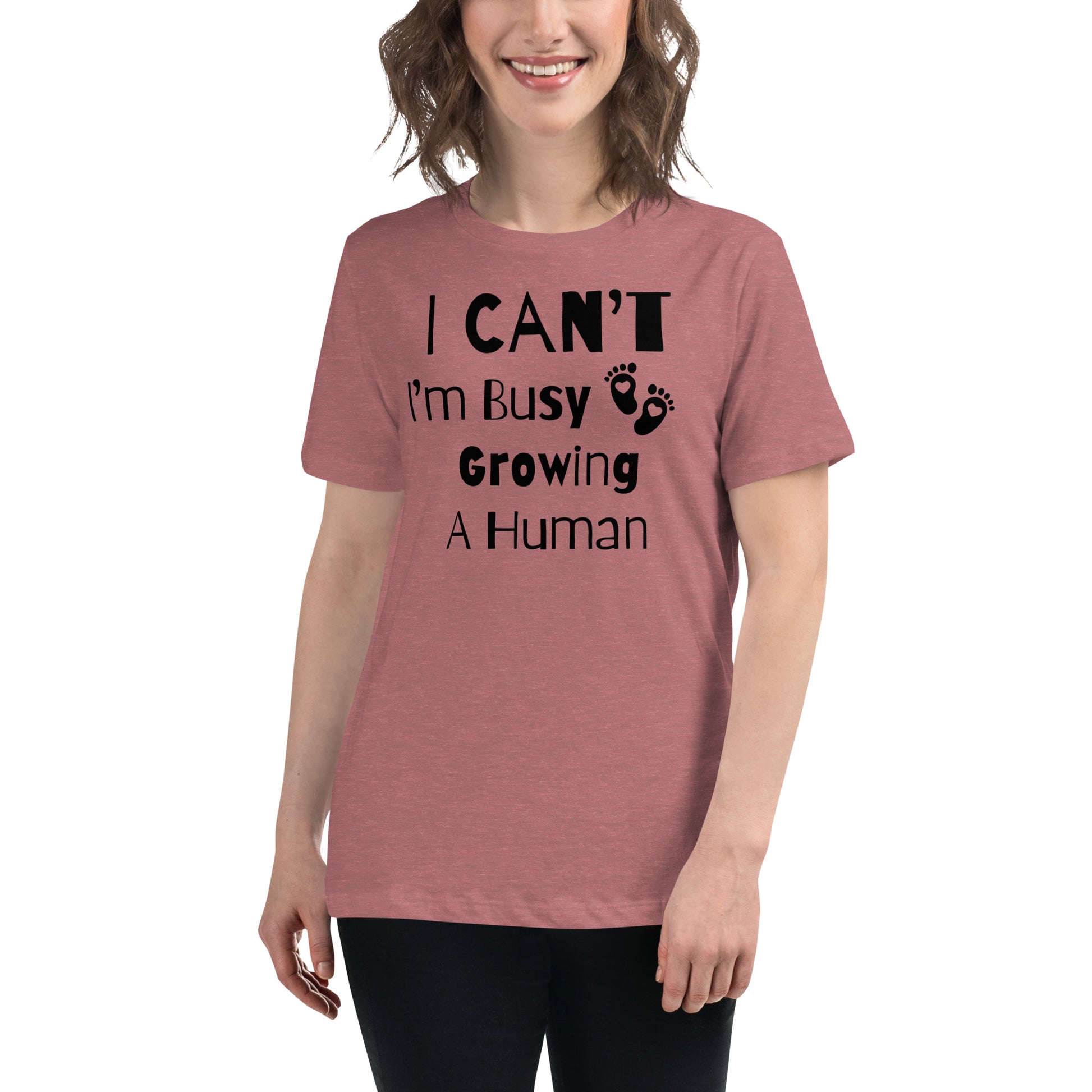 Funny pregnancy t-shirt with baby feet graphic
