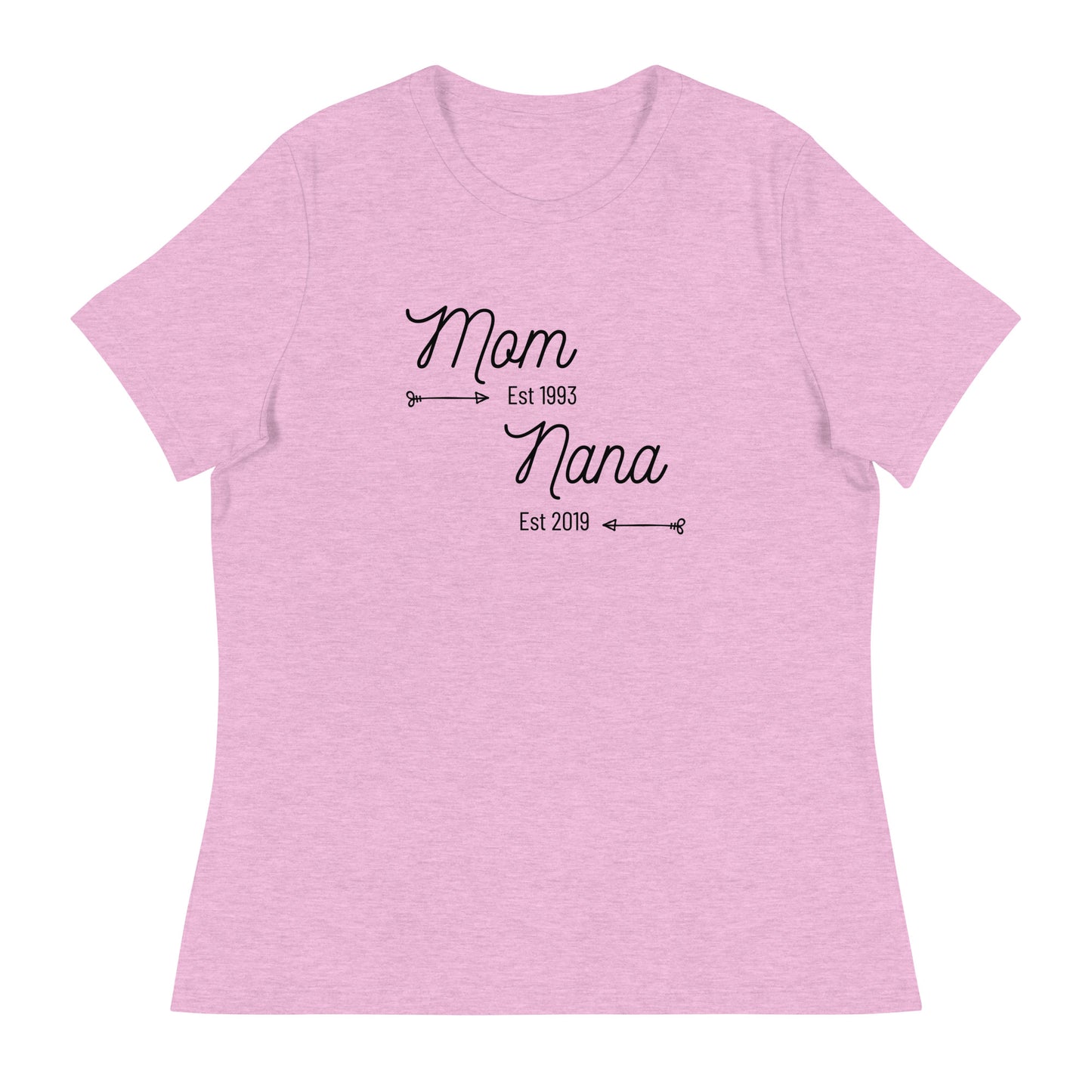 Nana Est 2019 t-shirt with Mom Est 1993 design

