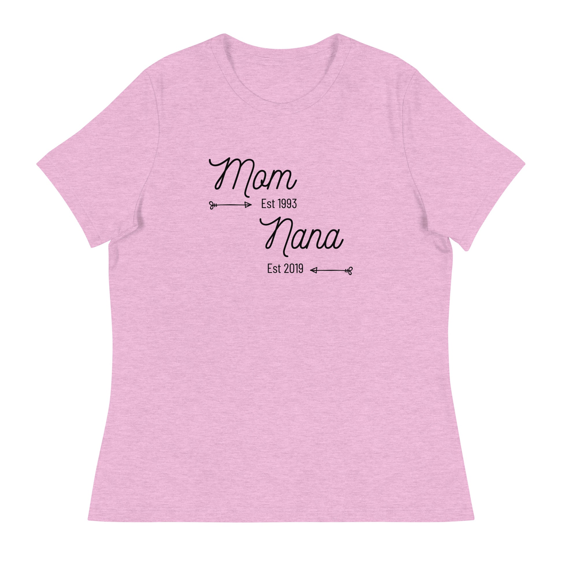 Nana Est 2019 t-shirt with Mom Est 1993 design
