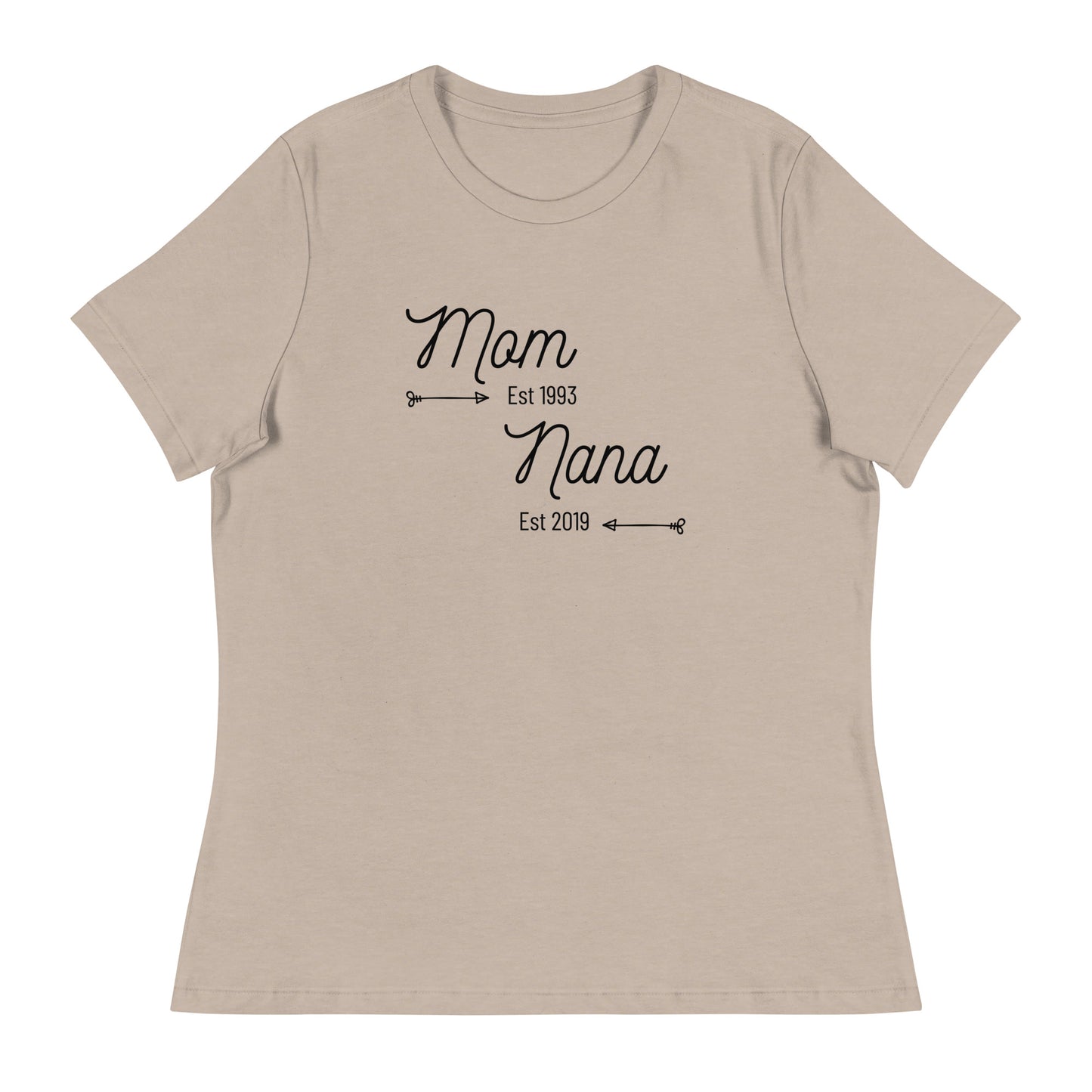 Soft cotton Mom and Nana t-shirt with special dates
