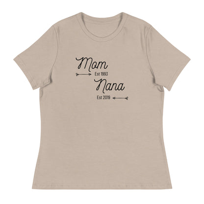 Soft cotton Mom and Nana t-shirt with special dates
