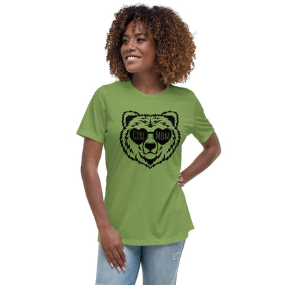 Grizzly bear wearing sunglasses with Girl Mom text on t-shirt
